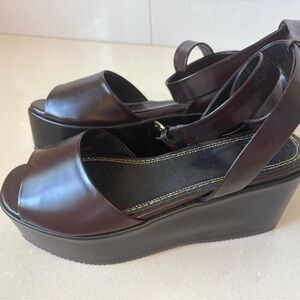 Maje Espresso Platform Sandals